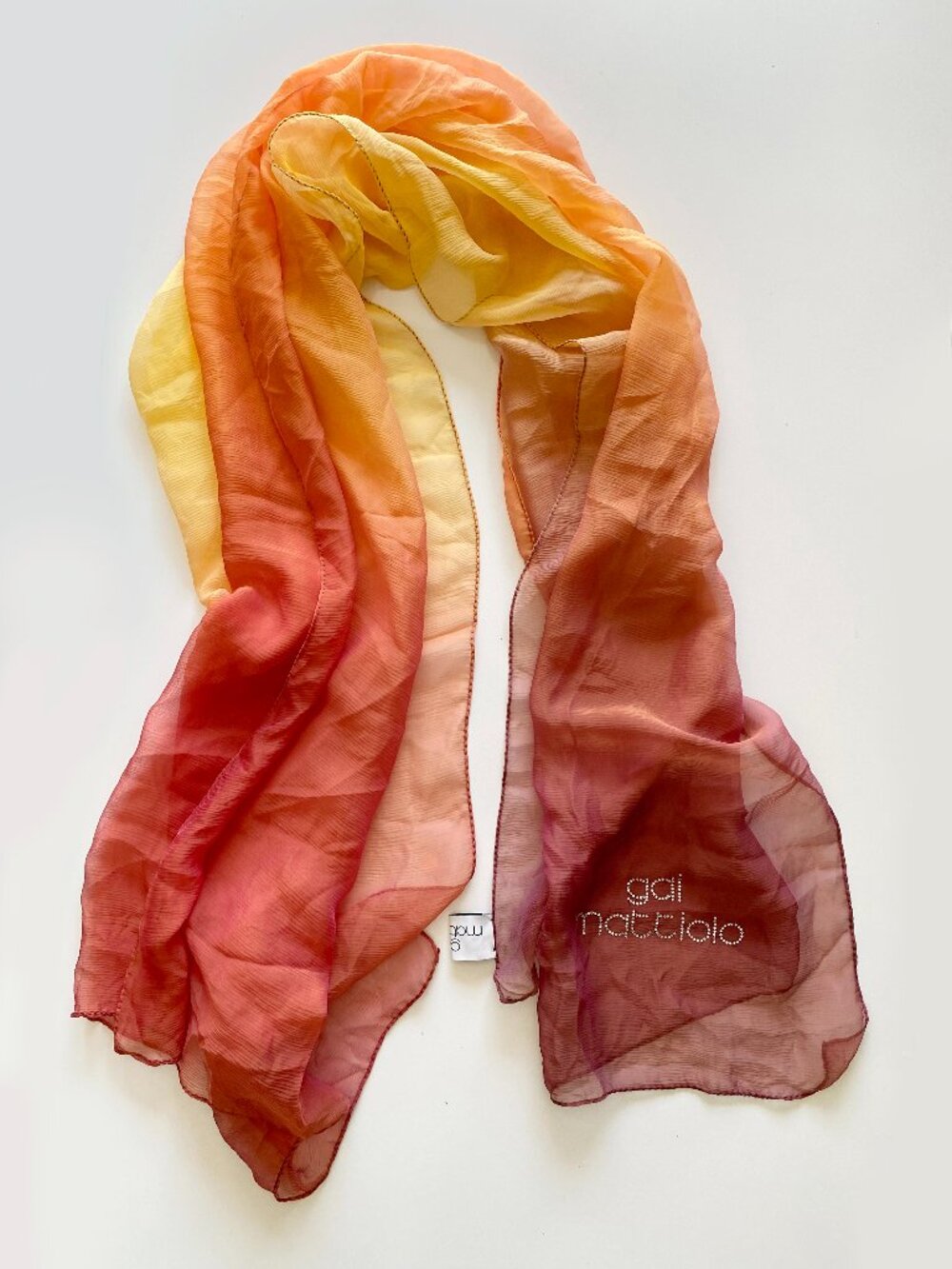Y2K Gai Mattiolo Ombre Sheer Scarf Wrap Shawl Designer Italy 28"X64"